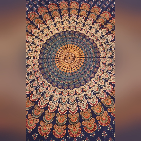 INDIA PEACOCK MANDALA TAPESTRY - Picture 2 of 3